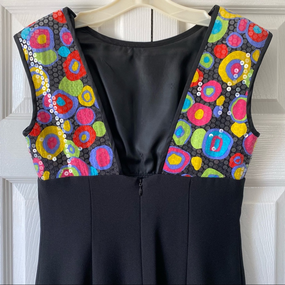A.J. BARI Vintage Mod Retro Sequin Cocktail Dress Multicolor Sleeveless Black 6 - Picture 11 of 12